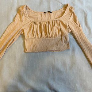 Tan Ruffled Top